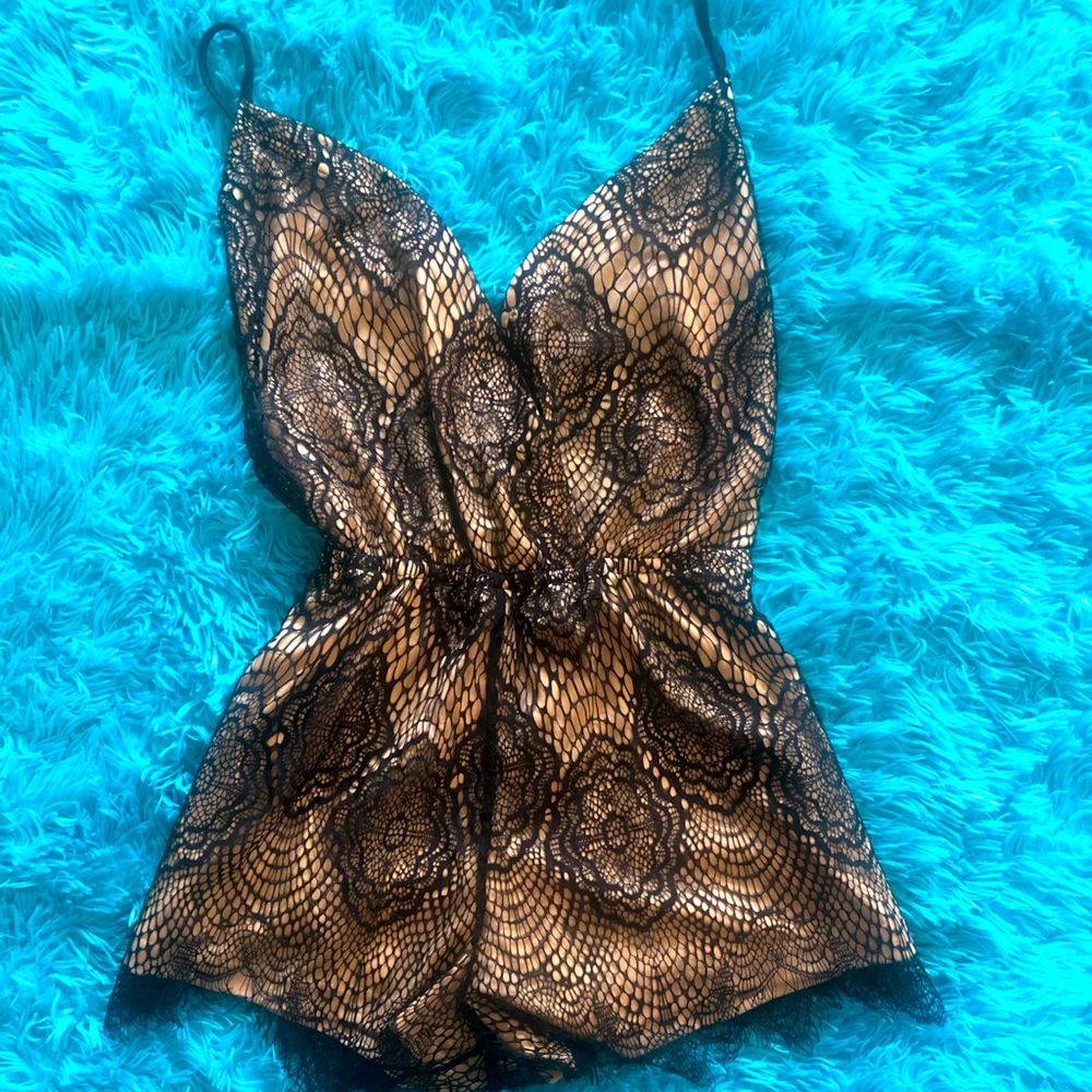 Nude, black lace romper! 🖤 - Picture 2 of 4